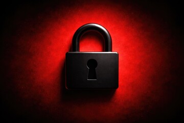 Fototapeta premium Black lock icon on red background representing secure design