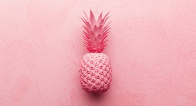 Lovely minimalistic fantasy with a pink pineapple on a textured pink background