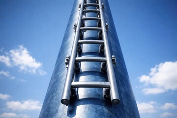 Obraz premium Steel blue pole with built in ladder for climbing