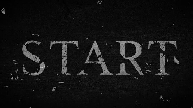 Weathered distressed typography spelling START on a dark grunge background.