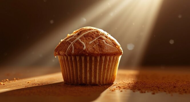 Mystical light shining on cinnamon craffin made from croissant muffin mix