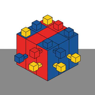 Colorful 3D Blocks and Cubes Structure.