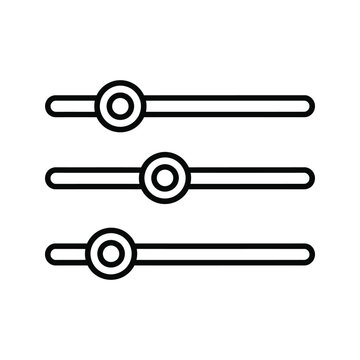A clean line art icon depicting three horizontal sliders, symbolizing settings, controls, or adjustment options for audio, video, or other digital parameters.