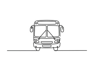 Line drawing of a bus on a road  simple vehicle illustration © MSTTASPRIYA