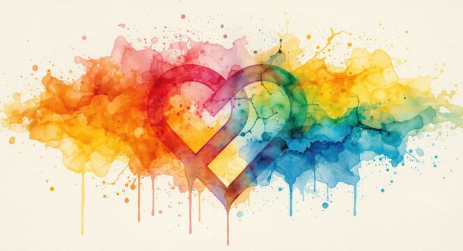 Vibrant watercolor artwork showcasing soulmate link and LGBTQ love symbol