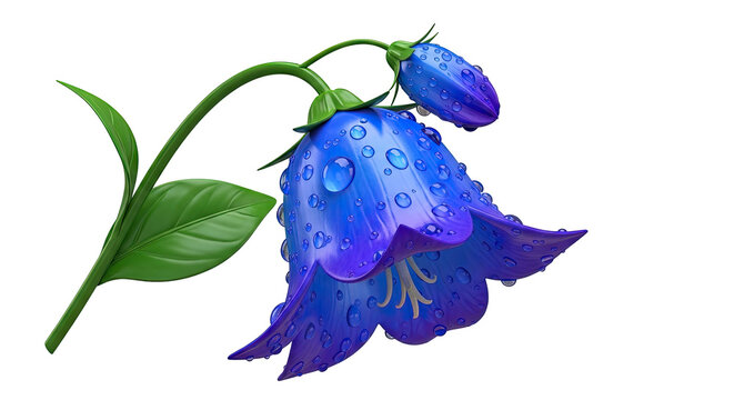 Blue Bell Flower with Water Droplets