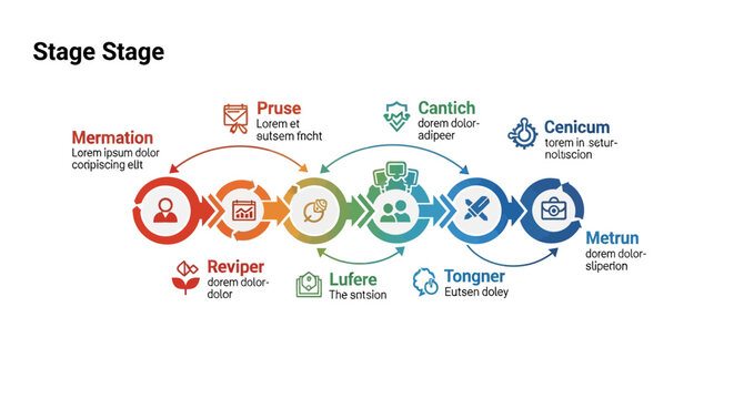 Business process diagram, workflow stages, vector icons, software development lifecycle, stages of development, process management