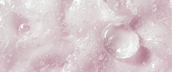 Obraz premium White isolated skincare product showing pink and white cosmetic bubbles in clear gel texture