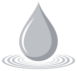 Fototapeta premium Silver Water Drop Creating Circular Ripples, Purity, Serenity, and Calmness Illustration, Concept of Liquid Resources