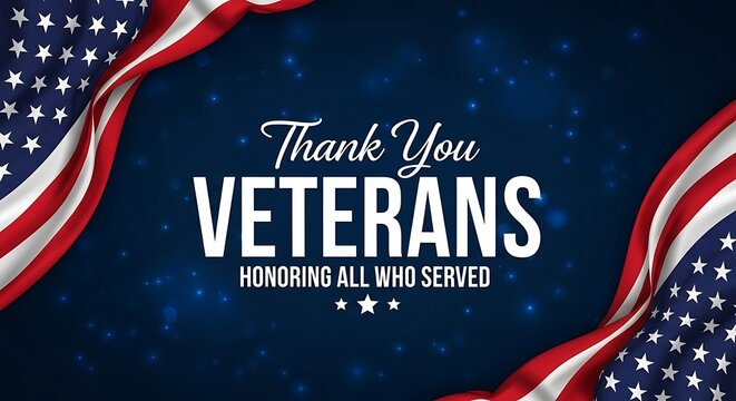 memorial day veterans day background with american flag and thank you message