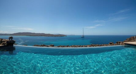 Obraz premium Sumptuous pool setting featuring captivating marine vista seen under water
