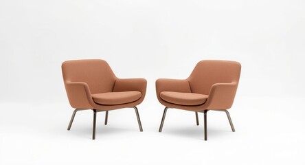 Obraz premium Two chic chairs arranged side by side on a flawless white background