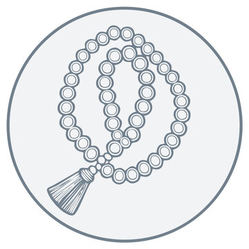 Islamic prayer beads with tassel in circular frame