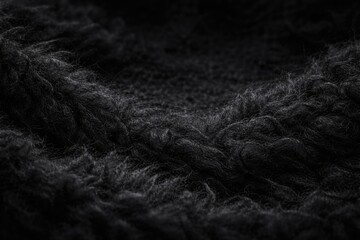 Fototapeta premium Deep black wool texture background with fluffy natural fibers and copy space