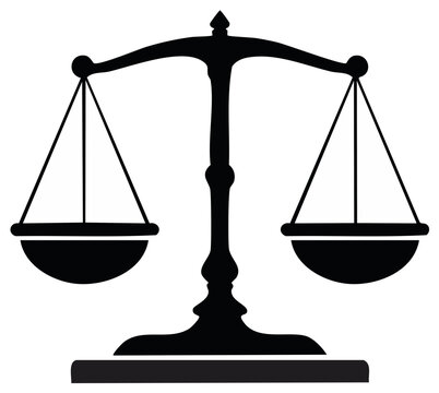 Silhouette of Scales of Justice Symbolizes Law, Court System, and Equality in Legal System.