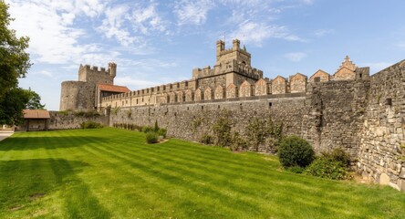 Fototapeta premium Stone walled stronghold with historic charm and serene outdoor setting