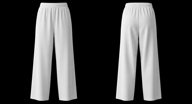 Mockup of a white color wide leg joggers