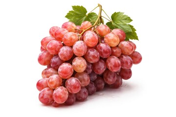 Fototapeta premium Bunch of ripe pink grapes isolated on a clean white background