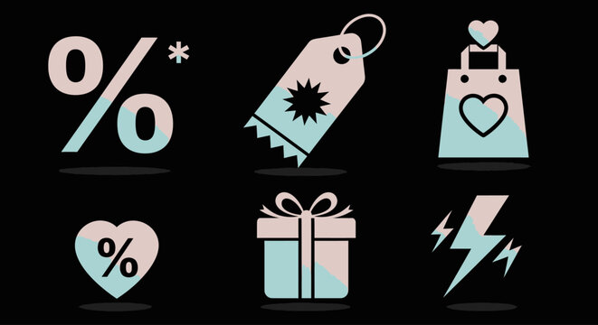 Shopping discount symbols and icons.