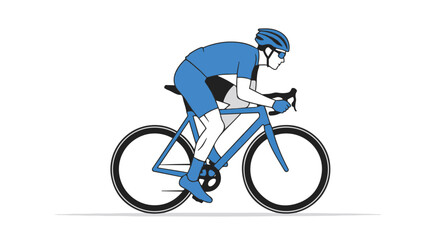 Fototapeta premium Cyclist riding blue bicycle isolated on white background