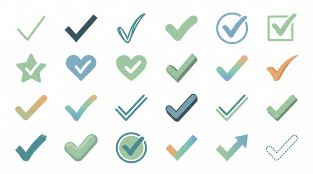 手描きチェックマークアイコンセット18種類