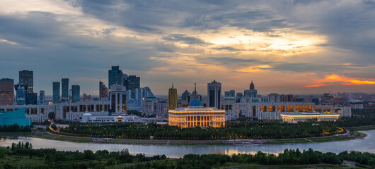 Fototapeta premium View of the central part of Astana city with the residence of the President of Kazakhstan 