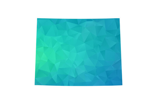 Wyoming Map - Polygon Style Vector Illustration in Green and Blue Gradient, Low Poly Geometric Design, Isolated on White Background, Perfect for Infographics and Learning Use.