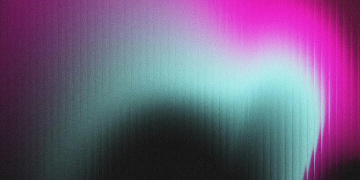 Grainy abstract gradient background with vertical glass grooves, noise texture, vibrant magenta and teal color blend, modern retro glitch effect.
