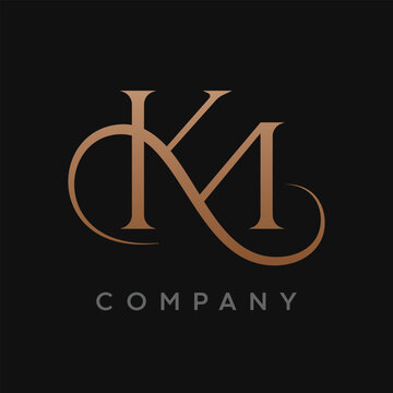 Letter KM Elegant Luxury Initial Logo Design