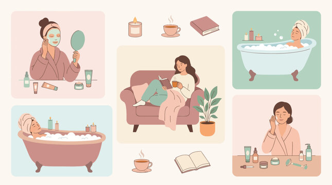 Woman relaxing at home alone calm.