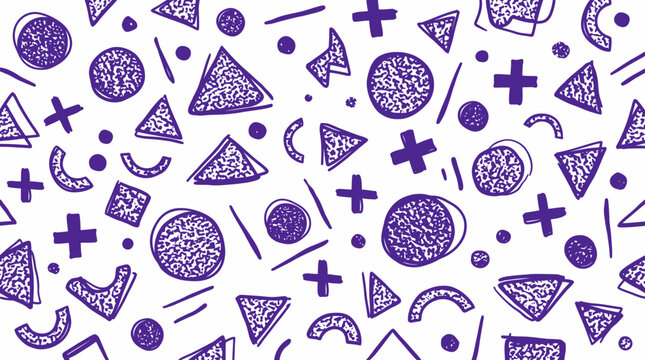 Playful purple food doodle pattern with slices and treats in a seamless design.
