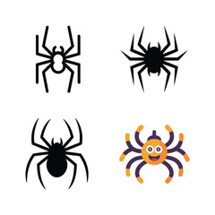 Obraz premium Spider character icons, cute and scary mix, halloween classroom craft, fall festival sticker pack, party graphic, cartoon vector illustration set