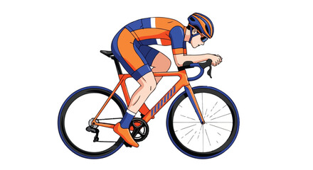 Fototapeta premium Cyclist in aerodynamic racing position on a sleek road bike.
