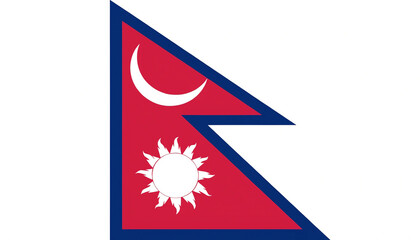 Fototapeta premium Flag of Nepal - Unique National Symbol with Crimson and Blue Border. Nepal National Flag Illustration - Sun and Crescent Moon Icons
