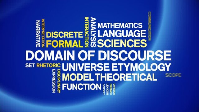 Domain of Discourse animated word cloud-text design animation tag kinetic typography seamless loop.