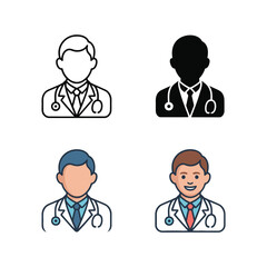 Fototapeta premium Doctor avatars set, medical team icons, hospital staff lineup, pediatrician and therapist symbols, conference program graphic, healthcare recruitment banner design