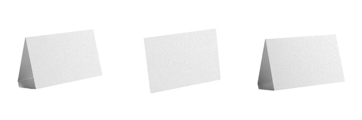 Fototapeta premium Set of Blank White Table Tent Cards Mockup Isolated on White Background PNG