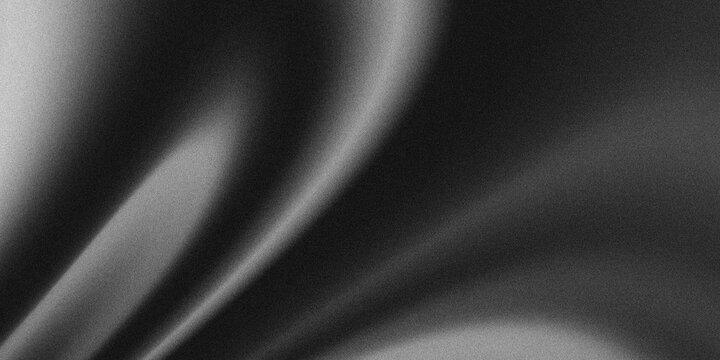 Monochrome abstract background with soft grey gradient light streaks, grainy noise texture, and smooth blurred motion effect. 