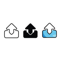 Obraz premium Upload arrow icons collection, file transfer symbol, website resource update, content publishing workshop, cloud service branding, vector illustration for development
