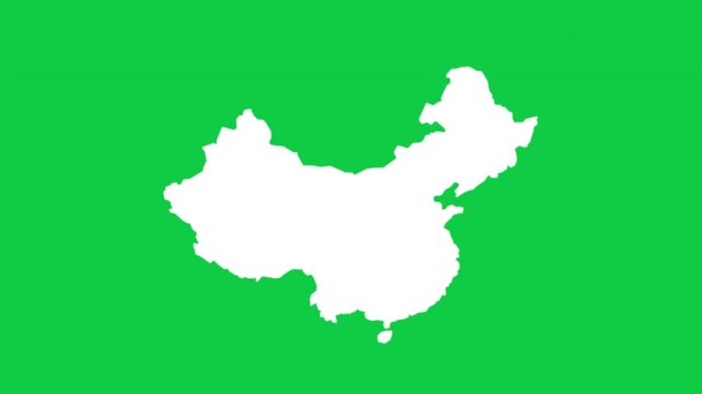 China map pop animation with green background