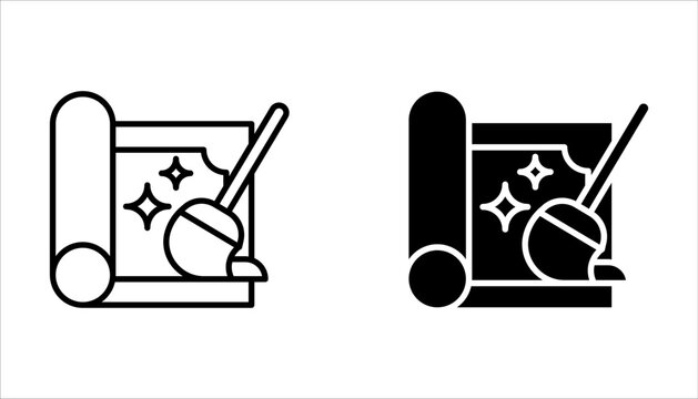 carpet cleaning icon set, housework on white background