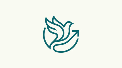 Obraz premium Minimalist Dove Symbol with Arrow Element Design