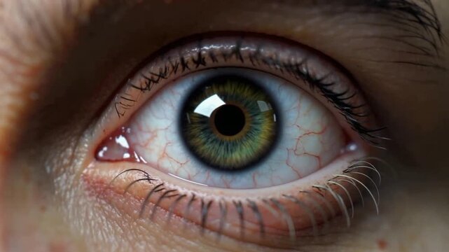 Human eye iris opening pupil extreme close up