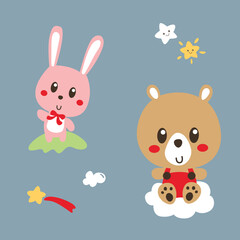 Little Bunny And Bear Cub © tiara