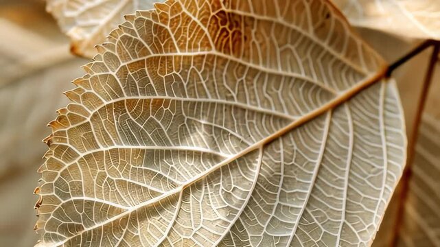 Detailed Close-Up of a Decaying Leaf with Intricate Vein Patterns.