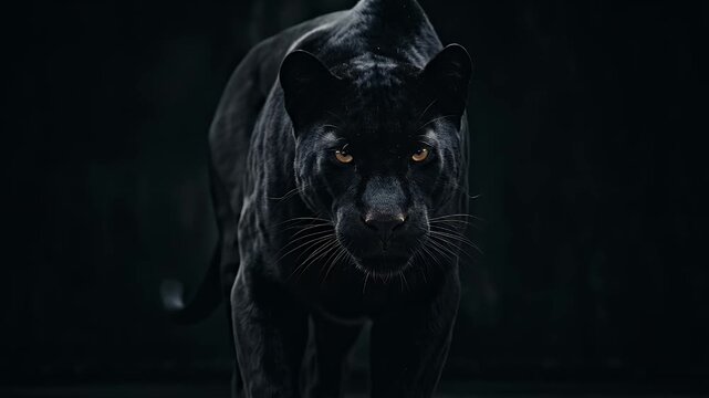 Majestic Black Panther Emerging from Dark Background