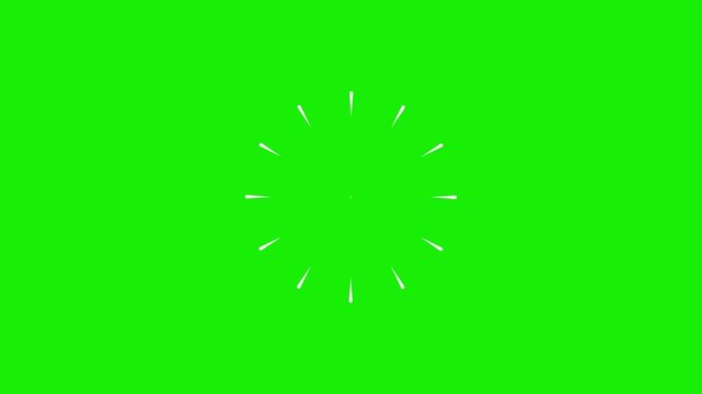 Circle burst line explosion with bright glowing strokes and fast geometric motion, modern fireworks animation on green &zwj;screen background. 4K