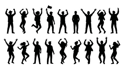 Fototapeta premium Celebration Lifestyle People Silhouettes - Black Vector Glyph Art Collection