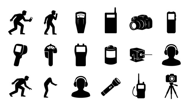 Black  White Icons: Ghost Hunting and Paranormal Investigation Gadgets