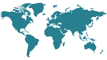 Obraz premium A Blue Silhouette of the Earth's Continents Displayed on a White Background for Global Connection